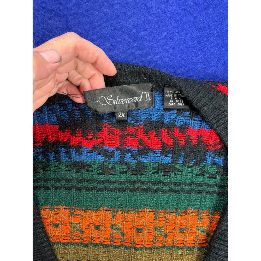 Southwestern ‎ Kurt cobain Plus Silvercord II Knit Cardigan 2X Multi-Colora